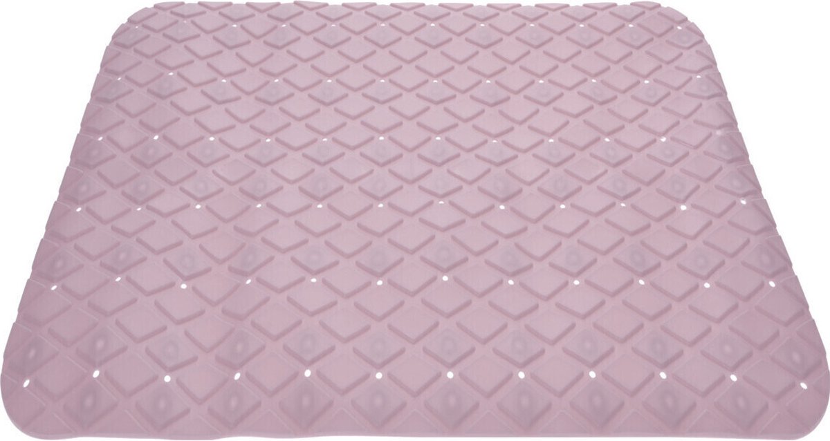 Excellent Houseware Badmat - antislip - lichtroze - 55 cm - vierkant - badkuipmat