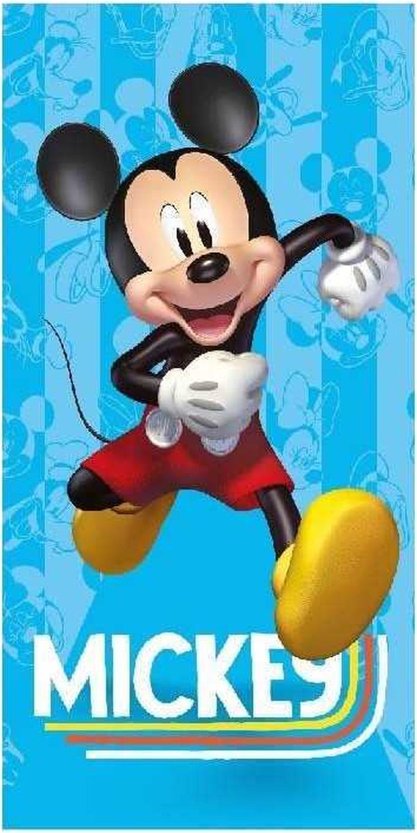 Disney Mickey Mouse - Badhanddoek - 140 x 70 cm. - Strandlaken - Sneldrogend - Blauw