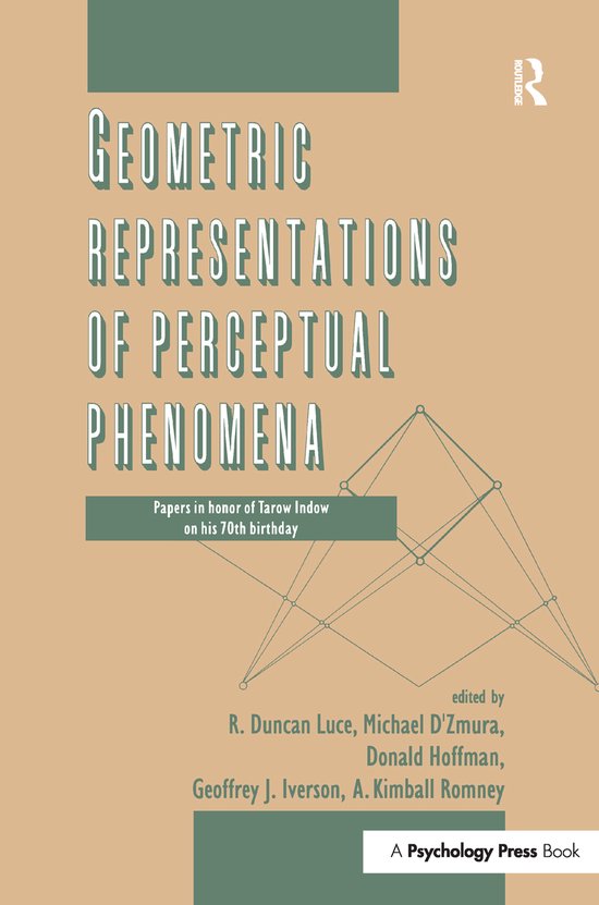 Boek kaft met de titel 'GEOMETRIC REPRESENTATIONS OF PERCEPTUAL PHENOMENA', papers in honor of Tarow Indow on his 70th birthday.