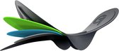 Peau de chamois de cuissard de cyclisme multicouche, en noir, vert, bleu et gris.