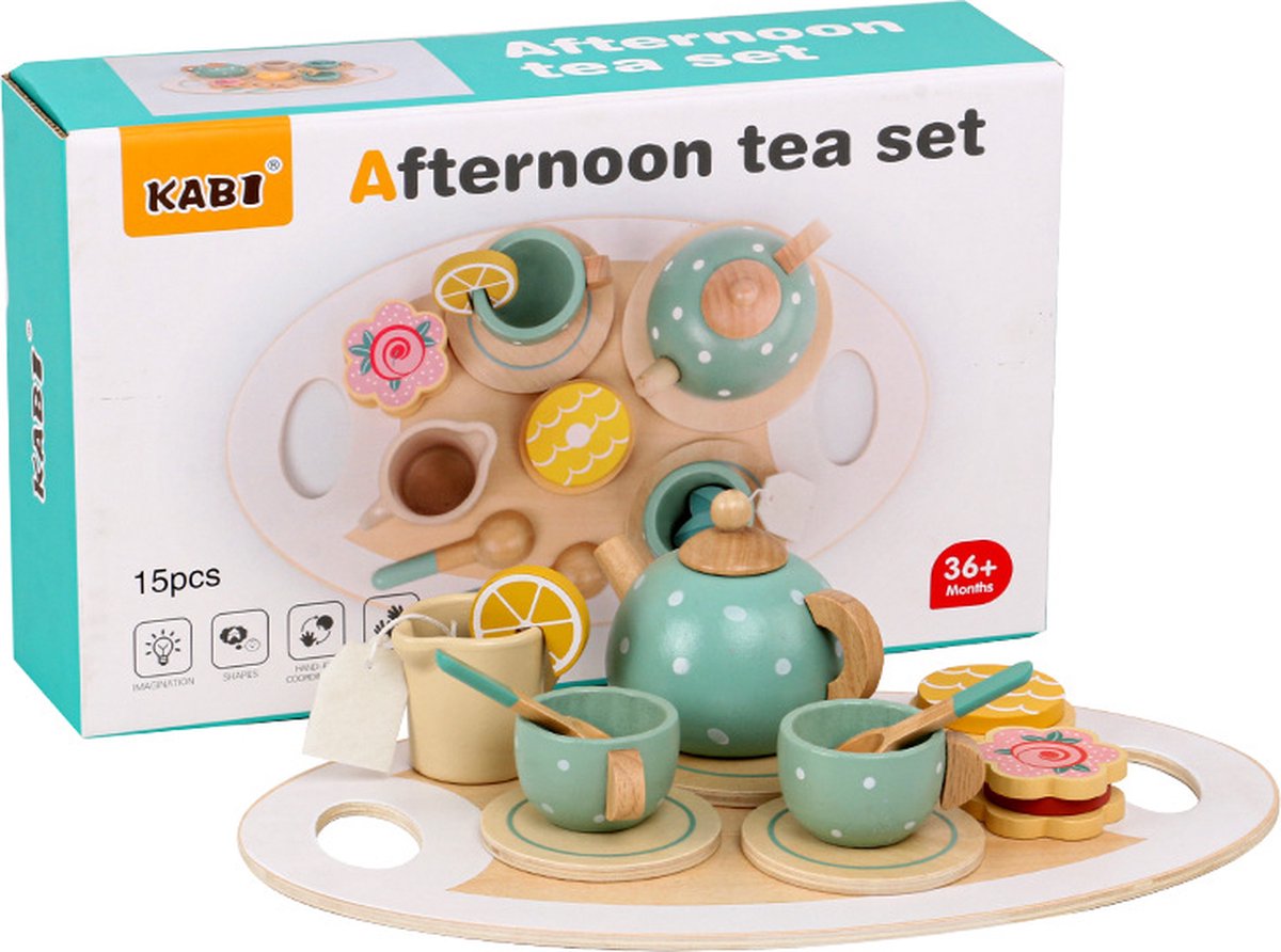 Houten Afternoon Tea Set - Keukenspeelgoed hout - keukenspeelgoed  accessoires -... | bol.com