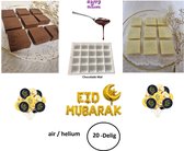 Happy Trendz® Eid Mubarak feest pakket Black Gold Edition - Siliconen mal- chocolade mal, aangepaste siliconen mal 3 variaties 20 stuks tegelijk maken - Suikerfeest - ballonen - air - Helium - Feest - mooi maken - Gezellig Black Gold Edition-