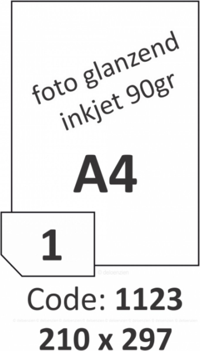 R0115.1123.B Rayfilm Zelfklevend glanzende foto etiketten Waterproof 90gr 210x297 mm - 1 per blad - 50 etiketten per doos van 50 vel