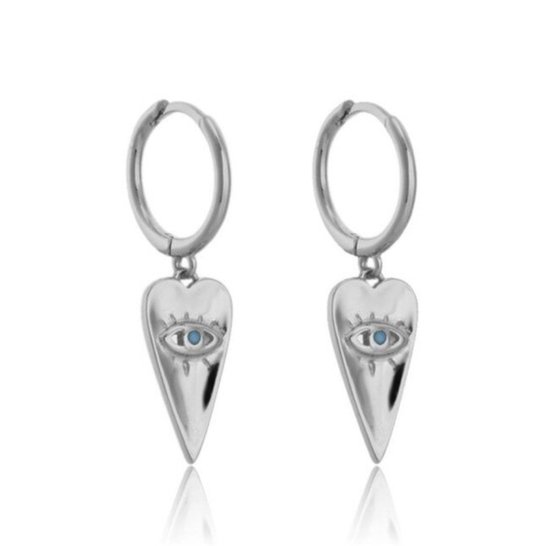 Oorbellen dames - oorringen - 925 zilver plated - eye oorbellen - turquoise - cadeau voor vrouw - Liefs Jade