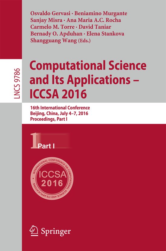 Computational Science and Its Applications -- ICCSA 2016 - cover