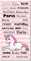 Eenhoorn handdoek - 140 x 70 cm. - Unicorn strandlaken - 100% katoen - roze