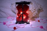 Ours rose - Ours rose - Ours rose - Saint Valentin - Cadeau Saint Valentin femme - Cadeau fête des mères - Ours en peluche - 25 cm - Coffret cadeau - Eclairage LED - Rouge - Shopping4All