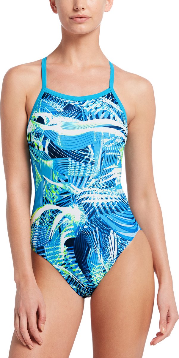 Nike Swim Whirl Crossback Zwempak Sportzwempak met platte naden gemaakt van chloorbestendig materiaal Blauw