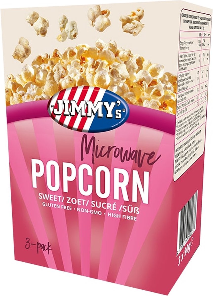 Jimmy's Magnetron Popcorn Zoet 3x90 gram.