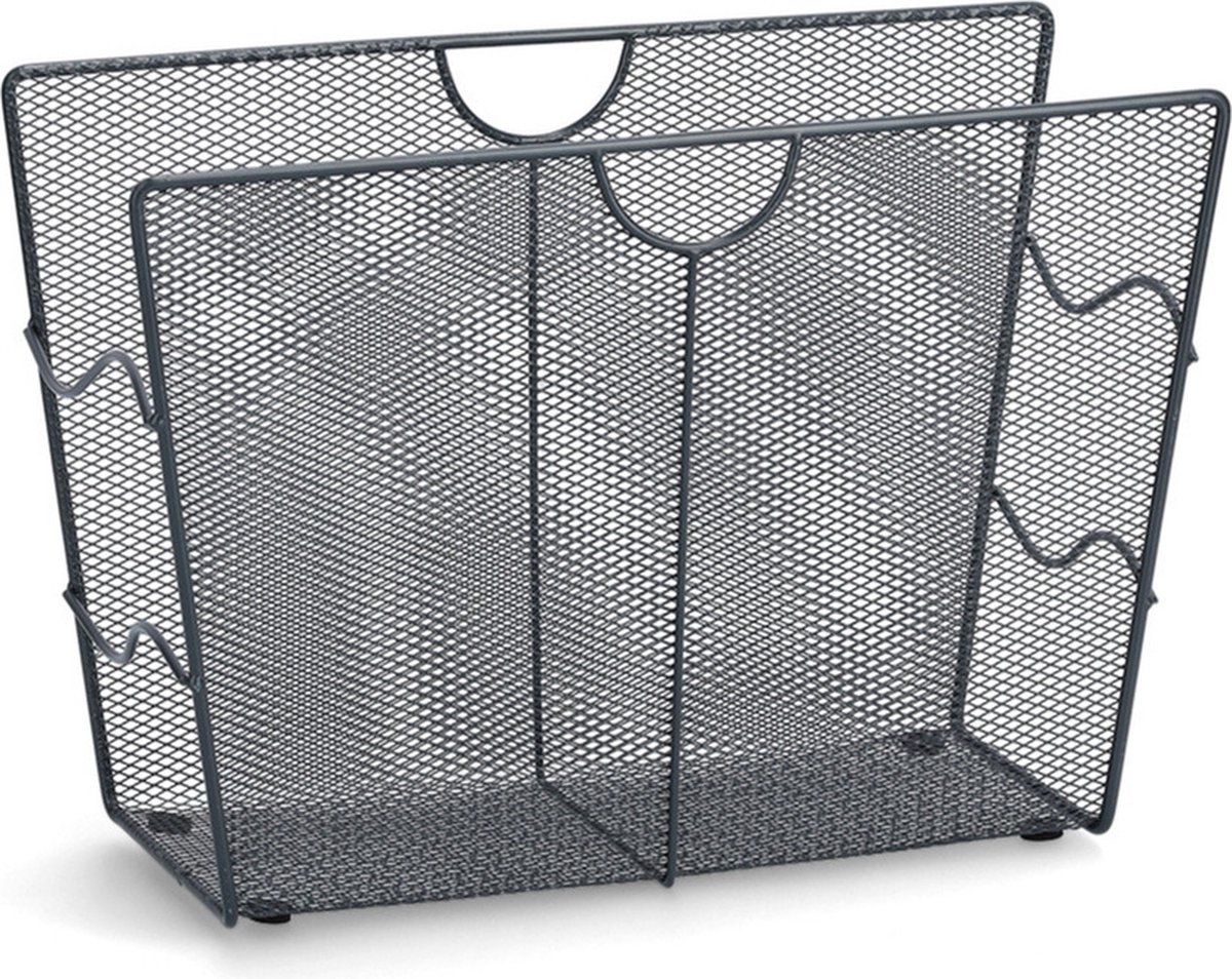 Zeller tijdschriftenrek/houder - zwart - 39 x 27 cm - metaal