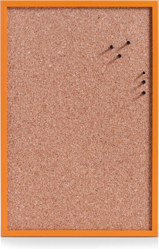 Tableau d'affichage avec 25x punaises noires - 40 x 60 cm - orange