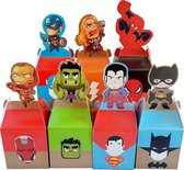 Mix superhelden traktatie doosje - Hulk - Spiderman - Superman - Batman - Ironman - Thor - Captain America - uitdeeldoosje - kinderfeestje -verjaardag - traktaties - superhero - 10 stuks