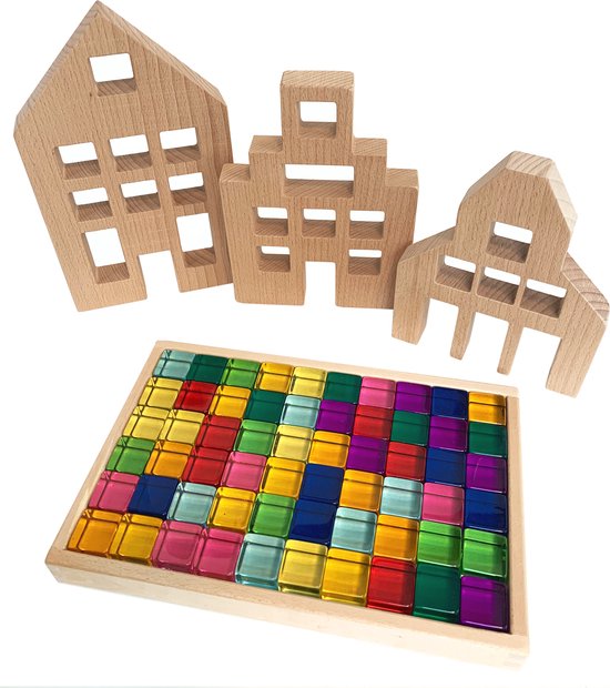 Mini blocs de construction en bois Montessori