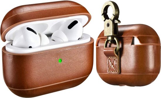 Premium Hoesje Geschikt Voor Airpods Pro Case Bruin Oplaadcase Leer