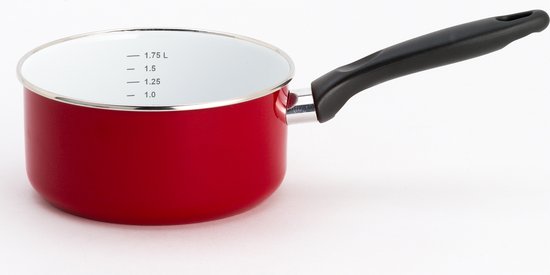 Lite-Body - Magnus steelpan gradatie - Ø18 CM - 1,75 l - Emaille - Rood - Inductie en gas
