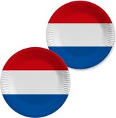Holland/Nederlandse vlag gebaksbordjes - 10x - karton - D23 cm - Koningsdag/Bevrijdingsdag