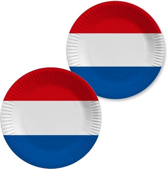 Holland/Nederlandse vlag gebaksbordjes - 10x - karton - D23 cm - Koningsdag/Bevrijdingsdag