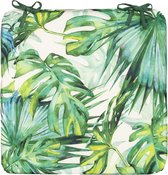 Anna's collection Coussin de chaise monstera - blanc/vert - 40 x 40 cm - intérieur/extérieur