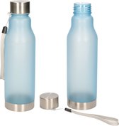 Waterfles/drinkfles/sportfles - 2x - lichtblauw - kunststof/rvs - 600 ml