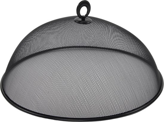 HI Vliegenkap/voedselkap tegen insecten - 2x - RVS - Zwart- Dia 35 cm - Eten/voedsel beschermen - Afdekkap van Merkloos — afbeelding 2