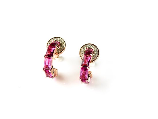 Boucles d'oreilles petites boucles d'oreilles argent plaqué or rose avec pierres roses