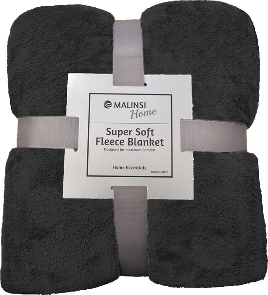 Foto: Malinsi fleece deken zwart dekentje plaid 200 x 230 fleecedeken bed geschikt voor 220x240 bankhoes sprei woondeken bedsprei