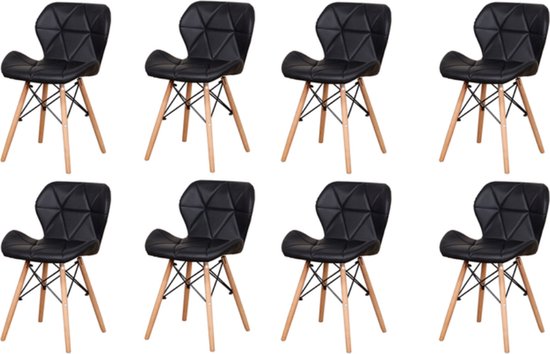 Happyment Chaises de salle à manger Modernes - Set de 8 - Zwart - Chaises  de Salon -... | bol.com