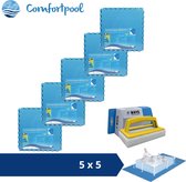 Comfortpool Zwembadtegels - 60x60 cm - Blauw - 5 verpakkingen van 5 stuks & WAYS scrubborstel