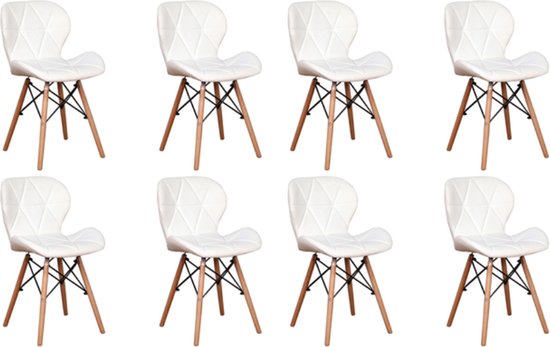 Happyment Chaises de salle à manger Modernes Wit - Set de 8 - Chaises de Salon - Hauteur d'Assise 38cm - Chaises de Cuisine - Chaise Seau
