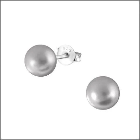 Aramat jewels ® - Zilveren pareloorbellen grijs 925 zilver 6mm