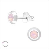 Aramat jewels ® - 925 sterling zilveren oorbellen roze opaal 5mm swarovski elements kristal