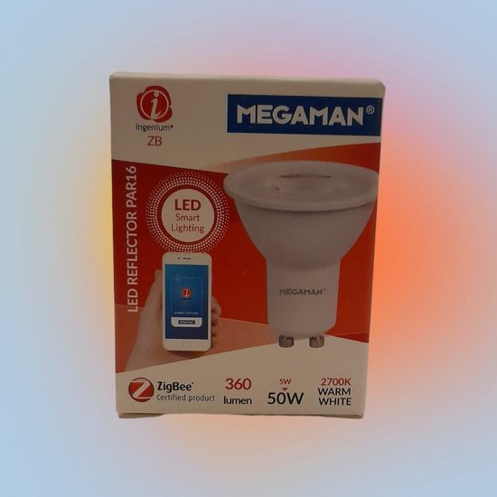 Megaman ZB ZigBee Smart LED lamp GU10 Fitting WarmWit 360Lumen Energielabel A+ / F slechts 5Watt vergelijkbaar met 50Watt