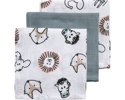 Product: Meyco Baby Animal monddoekjes - 3-pack - hydrofiel - multicolour - 30x30cm, van het merk 