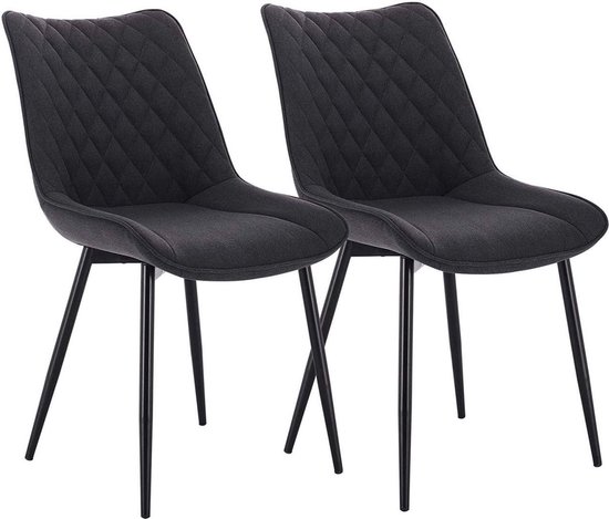buybyroom - Eetkamerstoelen, set van 4, metaal, keukenstoel, eetkamerstoel, comfortabele gestoffeerde zitting, wit