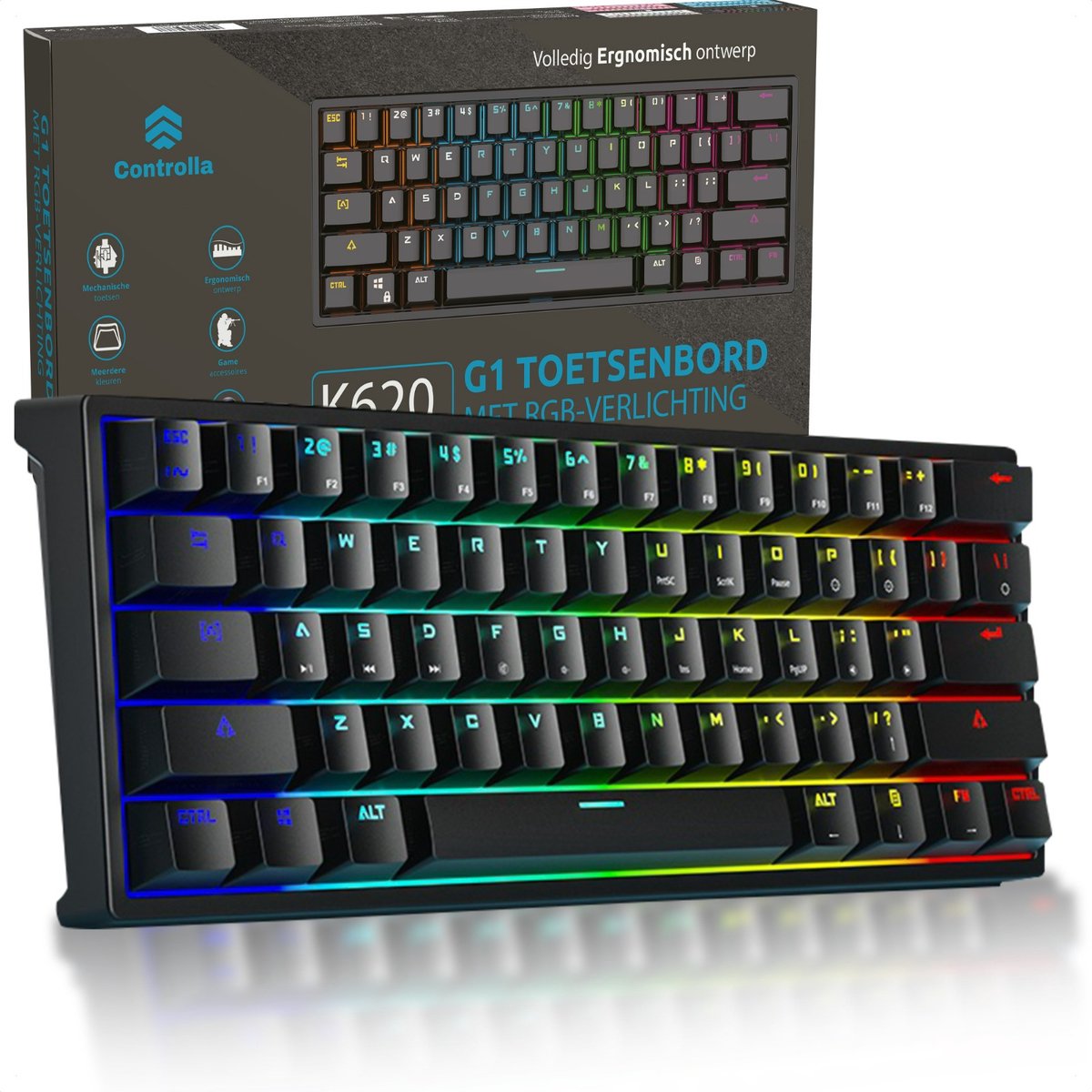 Controlla Gaming toetsenbord 60 procent - QWERTY - Bol