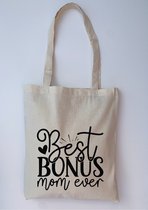 Best bonus mom ever | linnen tas | moederdagcadeau | verjaardagscadeau | bonus moeder