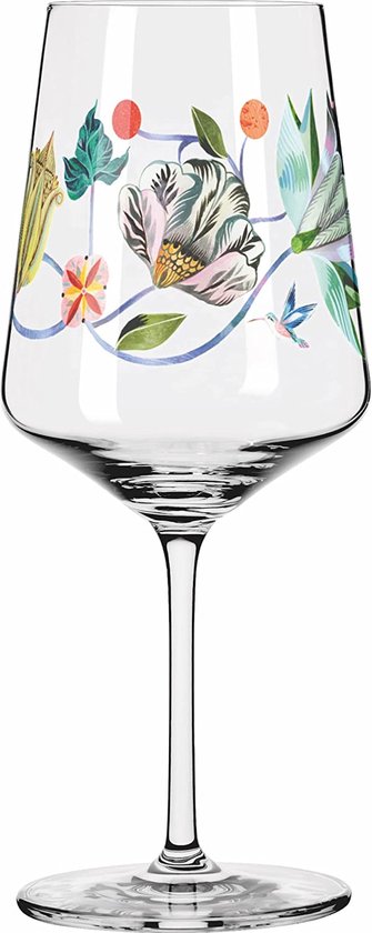 Foto: Aperitiefglas 500 ml serie sommerdauw motief nr 8 met kolibriillustratie