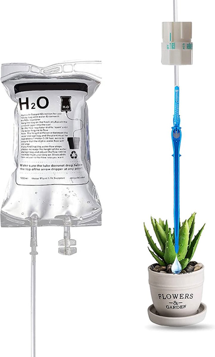 Koning Import - Plantendruppelaar - 350ml - Verstelbaar - Druppelirrigatie - Bewateringssysteem - Automatische - Plant - Bloem - Waterzak