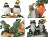 Charming Tails- Serie van 4- Beelden voor in de Tuin- Tuindecoratie- Handgemaakt- Vogels- Kikkers- Muis- Konijn