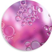PVC Schuimplaat Muurcirkel - Bubbels in Roze Achtergrond - 50x50 cm Foto op Muurcirkel (met ophangsysteem)