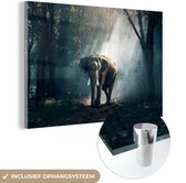 Peinture sur verre éléphant - Animaux sauvages - Forêt - Nature - Décoration murale verre - Décoration d'intérieur - 30x20 cm - Peinture verre - Décoration murale chambre