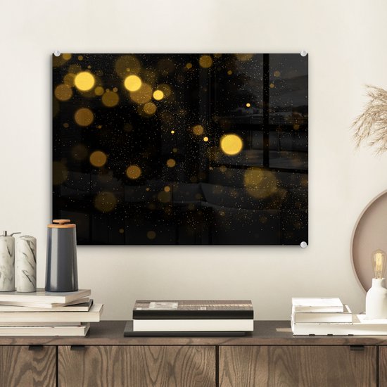 MuchoWow® Peinture sur verre 40x30 cm - Peinture acrylique sur verre - Or - Abstrait - Luxe - Zwart - Photo sur verre - Peintures