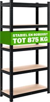 Opbergrek Metaal – Incl. 5 MDF-Planken - 180x90x40 cm Zwart