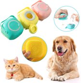 Dierenborstel - shampoo dispenser - douche/bad - vachtverzorging - borstel - honden wasborstel - borstel met zeep - hond en kat - Roze