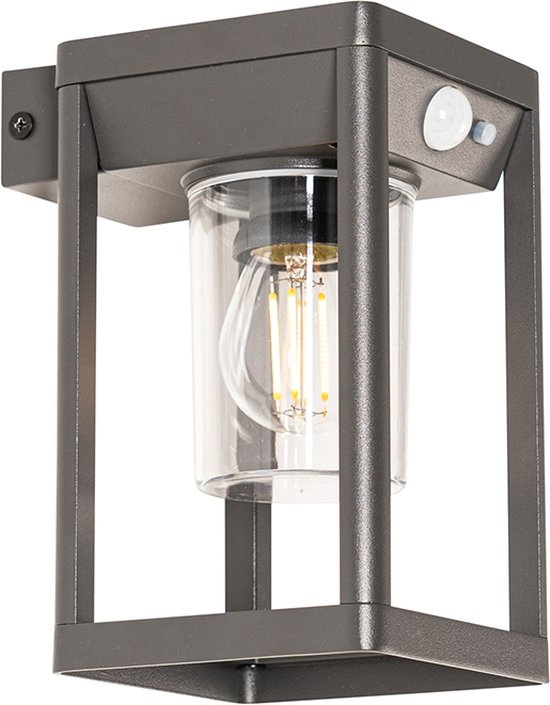 QAZQA sonne - Moderne Dimbare LED Wandlamp met Dimmer met Solar | Zonne energie voor buiten - 1 lichts - D 12.5 cm - Donkergrijs - Buitenverlichting