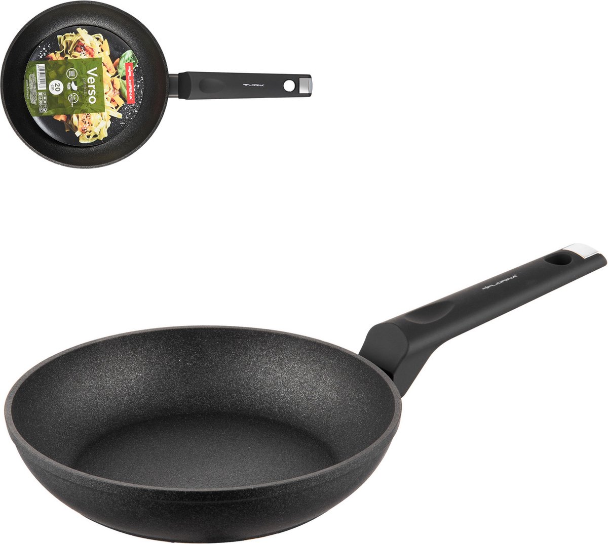 Florina Verso koekenpan met 2laags keramische coating 20 cm metallic zwart vrij van...