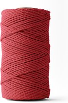 Ledent macramé touw, (3mm, 120M), dubbel getwist - 100% geregenereerd katoenkoord- Macramé touw in het rood om mee te knutselen - Ideaal touw voor menukaarten en boekjes.