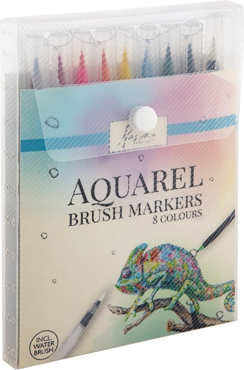 Aquarel Penseelstiften | 8 kleuren | 1 waterbrush | Nassau Fine Art - Aquarel verf voor volwassenen - Bullet journal - Handlettering set - Fineliners