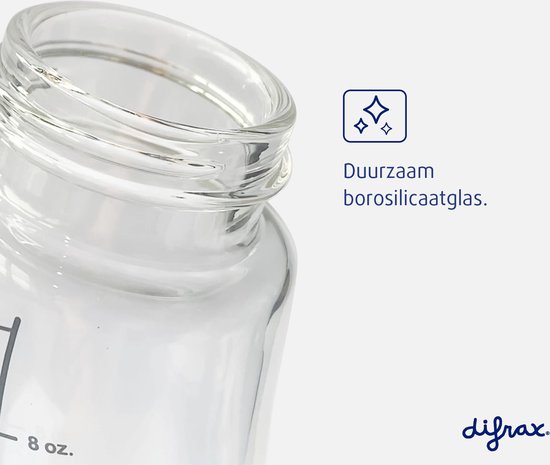 Difrax Babyfles Natural Glas - 310 ml - Wit - 1 Stuk - S-fles - Anti Koliek — afbeelding 3