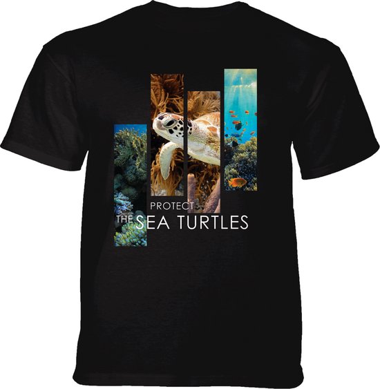 T-shirt Protect Sea Turtle Split Portrait Black 5XL